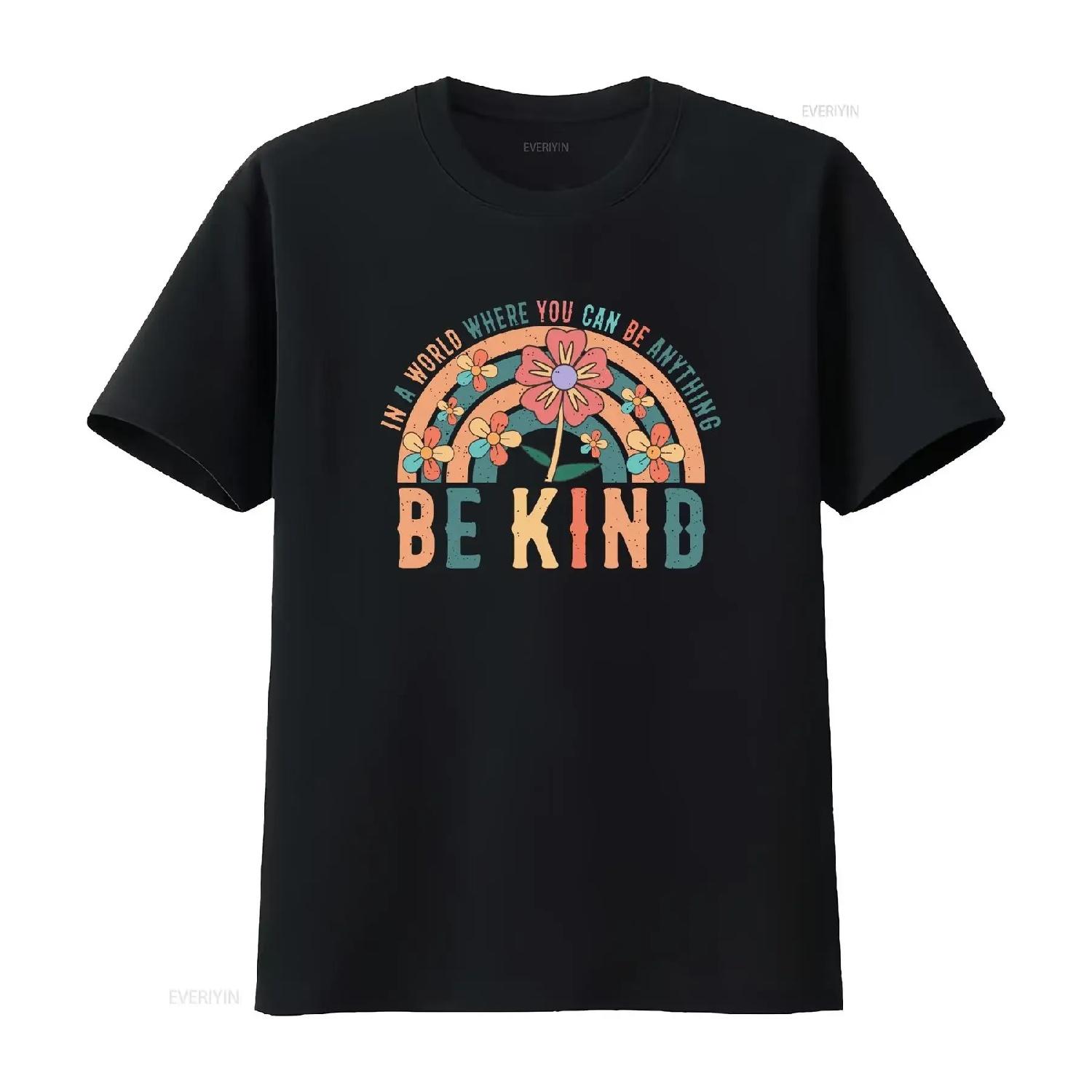 

Be Kind T Shirt Retro Vintage vintage Washed streetwear designer clothes Breathable fashion Stylish homme Stretched Unisex XXXXXL чорний