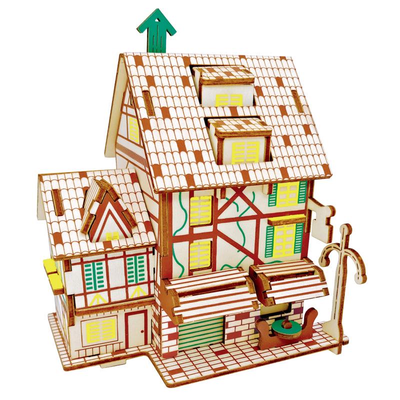 

French Café 3D Wooden Jigsaw Puzzle: Realistic Children s Educational Model