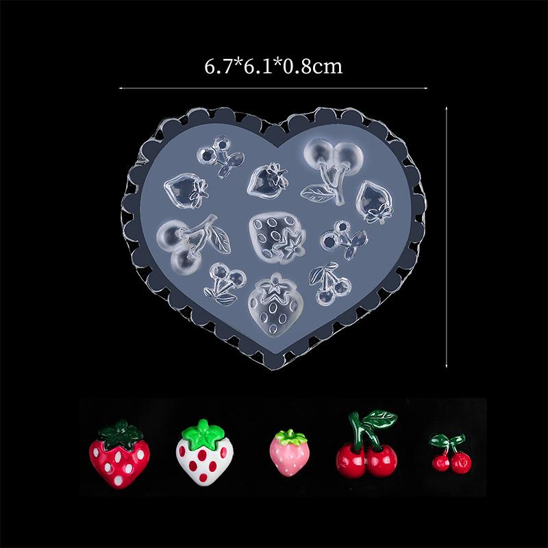 

3D Сердце Силиконовая Форма Клубника Вишня Пентаграмма Форма для Ногтей Украшения для Ногтей Дизайн Сделай Сам Штамповочная Пластина Форма для Маникюра