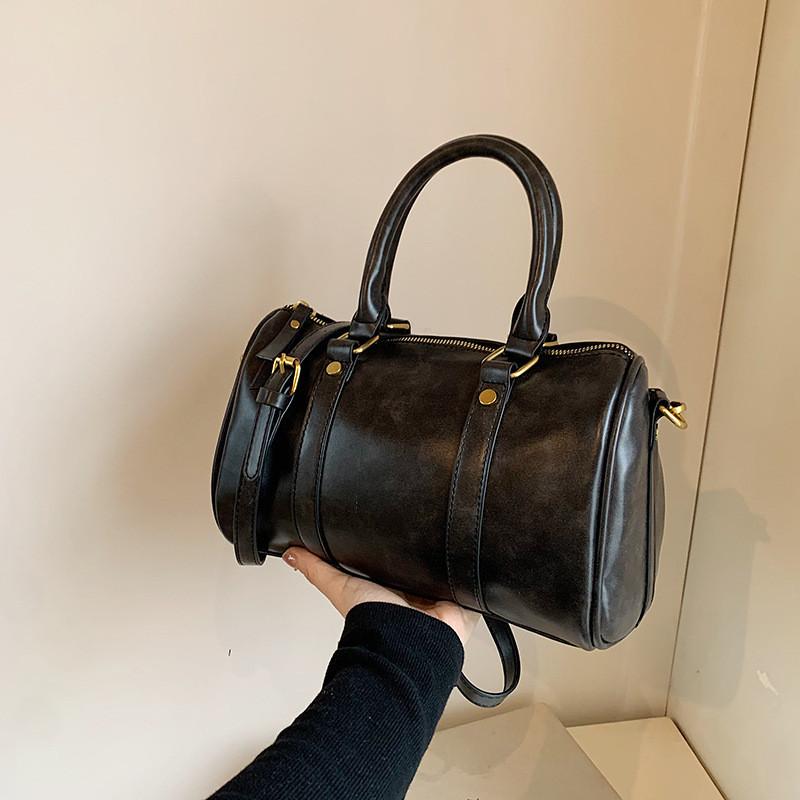 Ielgy Retro Fashion Texture Trendy Korean Style All-Match Cross-Body Boston Portable Pillow Bag