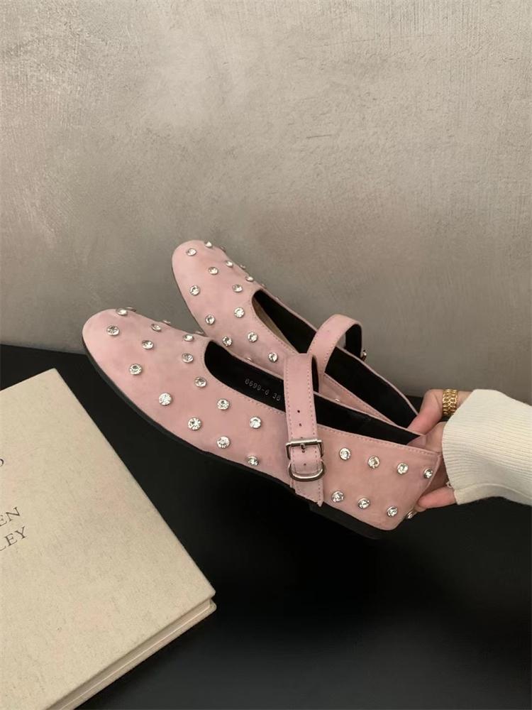 Fashion IPPEUM Ballet Flats For Women Round Toe Buckle 2025 New Fashion Ballerines Femme