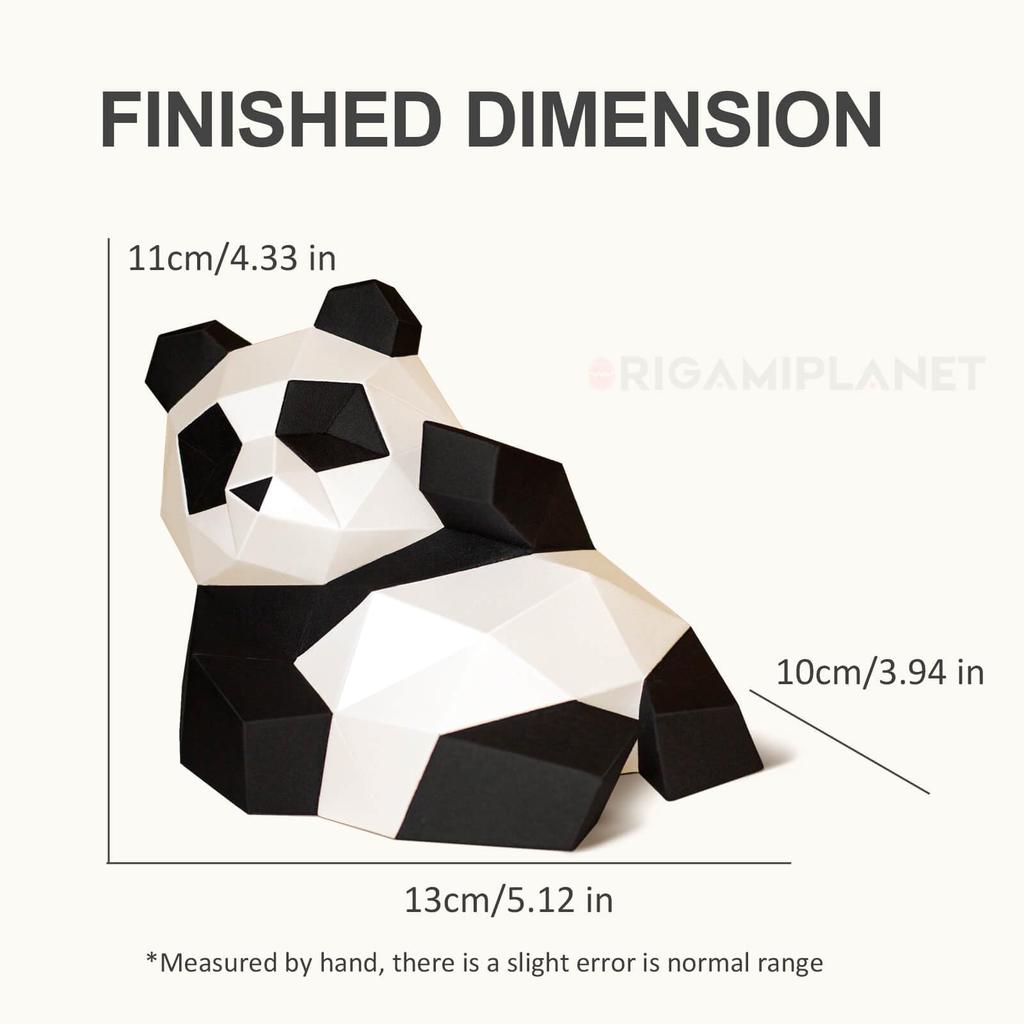 ORIGAMIPLANET 3D Origami Papercraft Kit Panda Fun DIY 3D Panda Paper Art Model for Teens Easy Handmade Animal Figurine Sculpture Gift Set for