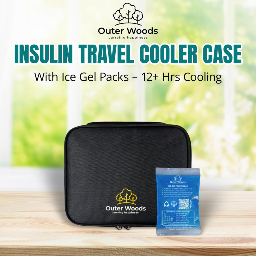 Outer Woods Insulin Cooler Travel Case for Diabetics with Two Ice Gel Packs | 12+ Hours Cooling for Insulin | Insulin Cooler Bag Plus | Insulin C