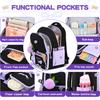 Purple Three-Piece Schoolbag For Female Junior High School Students, Large-Capacity Backpack, Lightweight Burden-Reducing Student Backpack