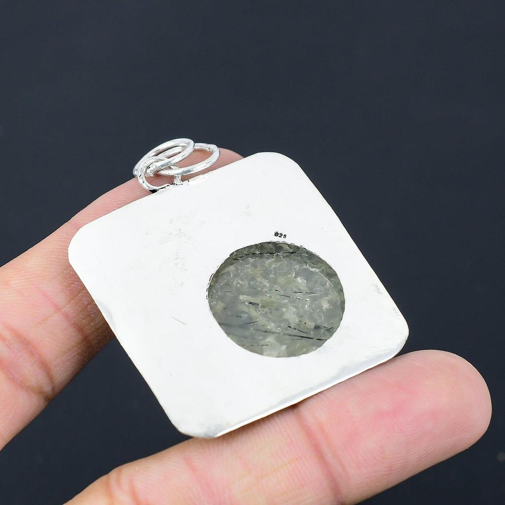 Mothers day Deal 925 Silver Natural Moss Prehnite Handmade Wedding Boho Pendant