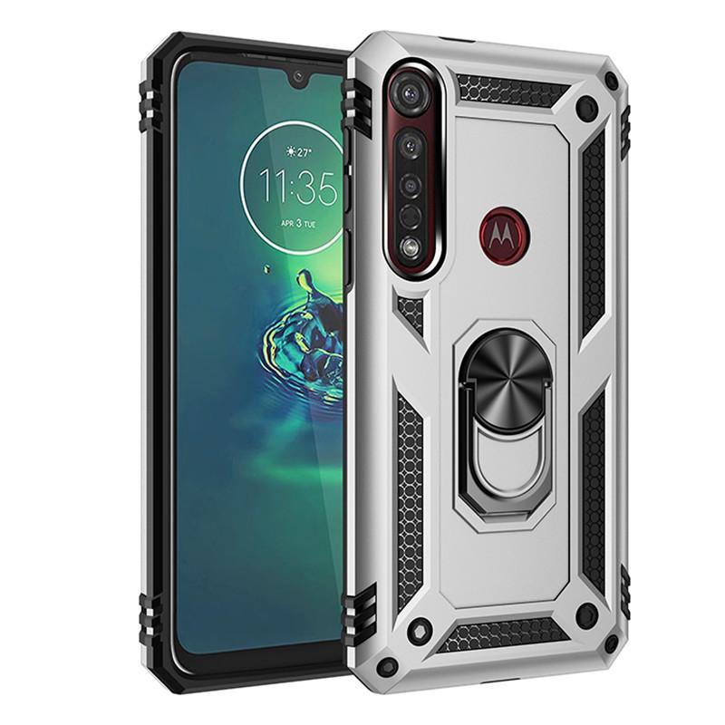 

Для Motorola Moto G6 G7 Plus G8 Play Чехол Противоударный Броня Магнитный чехол с металлическим кольцом для Moto G8 Power Lite Задняя крышка For Moto G7 серебряный