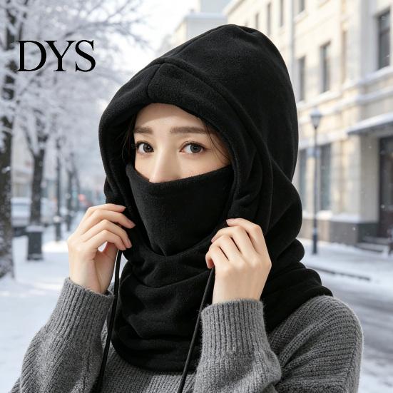 Thermal Gear for Autumn Winter Sports Balaclava Hat with Drawstring, Windproof Polar Fleece Hooded Scarf, Protection Motorbike Riding Breathable Face