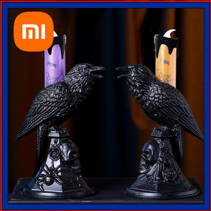Xiaomi Halloween Crow Statue Luminous Candlestick Ghost Festival Horror LED Crow Candlelight New Halloween Home Decoration Candlelight