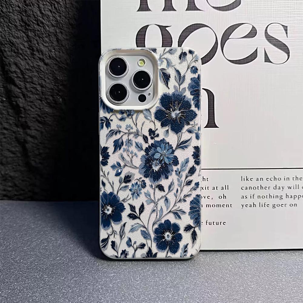 Blue Flowers Bloom Lightly Phone Case For IPhone 16 16e 15 14 13 12 11 Pro Max 7 8 XR XS Transparent Silicone Soft Cover Case
