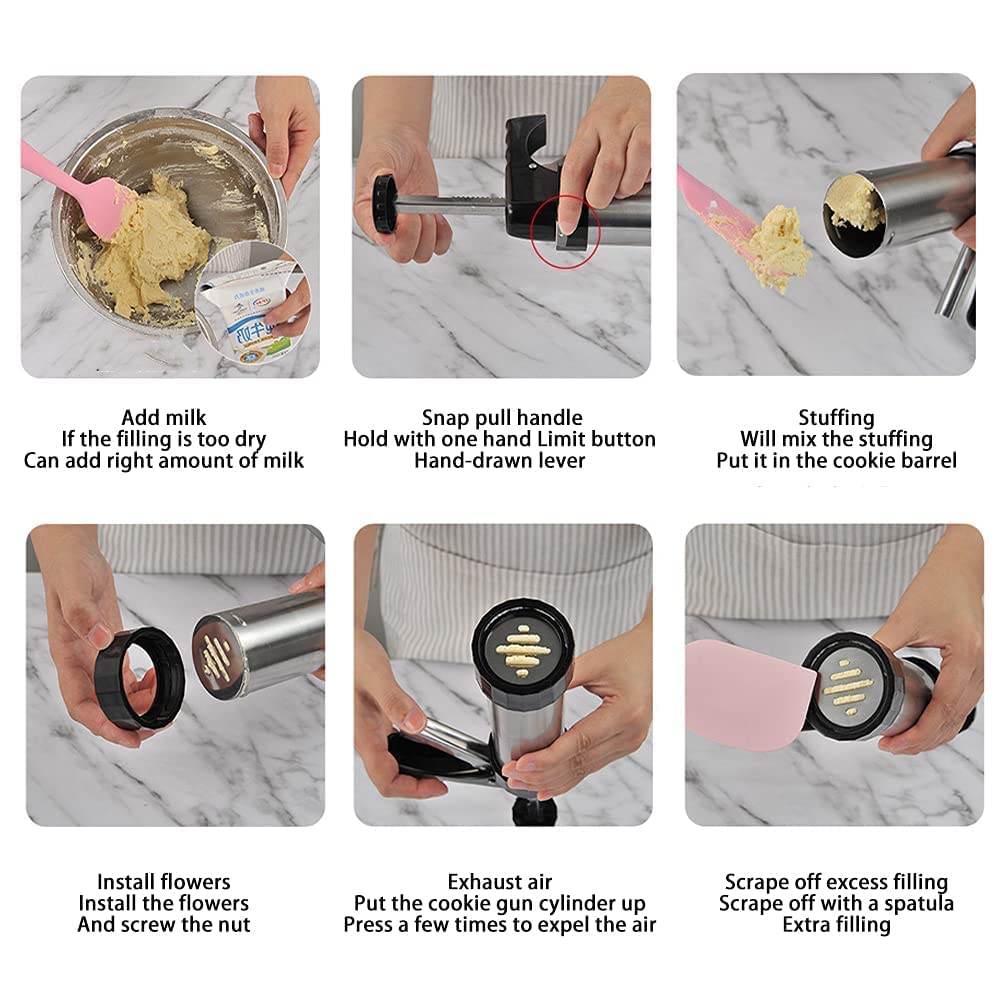 Stainless Steel Cookie Press Kit – 13 Discs & 8 Nozzles – Multi-Pattern Stamper for Baking, Biscuits & Cake Decoration