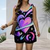 Women Plus Size Crew Neck Tank Romper Moon Star Celestial Print Jumpsuit Shorts
