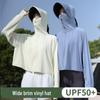Women's UPF50+ UV Protection Cooling Jacket, Ice Silk, Breathable, Large Brim for Outdoor Cycling, Black.