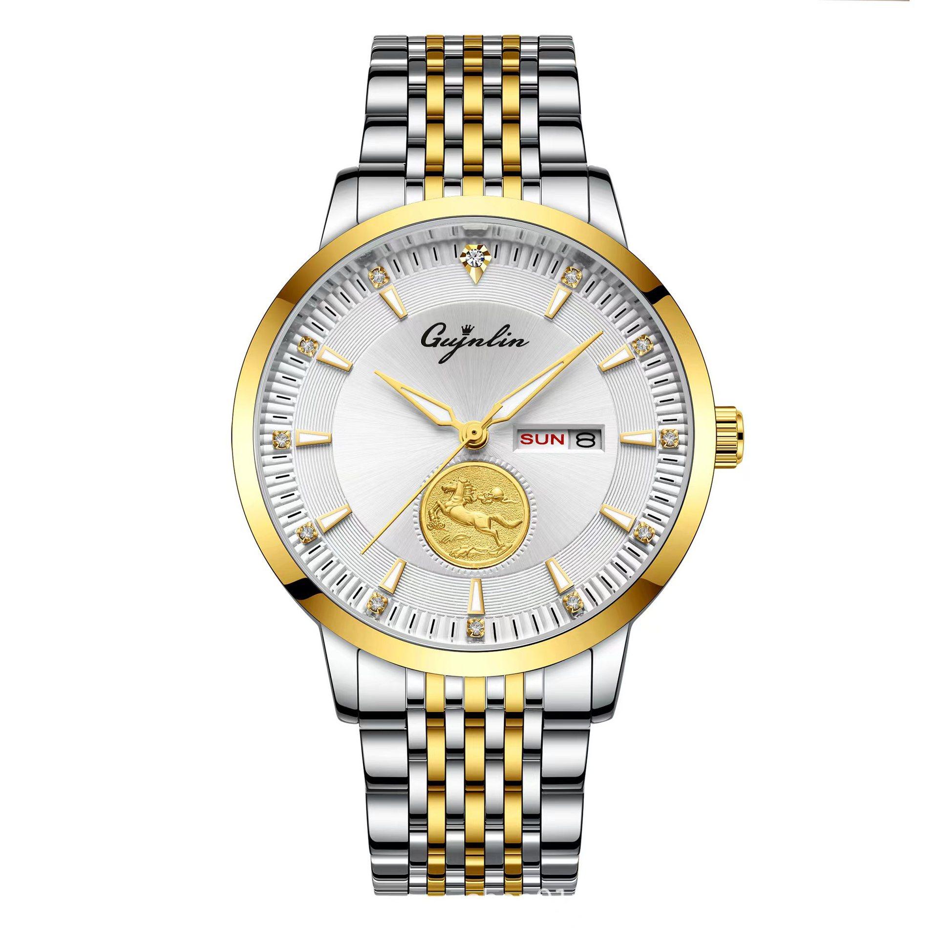 Gold Embossed Watch Men S Watch Men S Business Watch Luminous Waterproof Quartz Watch Fake Mechanical