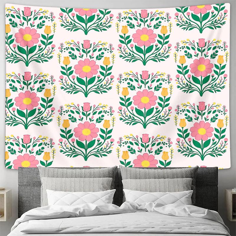 Blumenwandteppich Wandbehang Botanische Blume Wanddekoration Vintage Natur Tapisserie Ästhetische Raumdekoration Cottagecore Wandkunst Bett