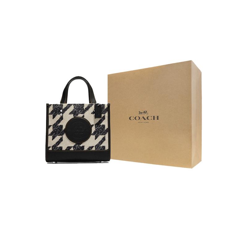 New COACH Dempsey Canvas With Leather Canvas Bag Tote Tote Shopping Bag Handbag Women's Black & Cream CJ623-SVVRW