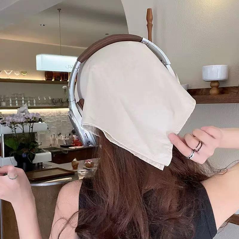 Korean Strap Headscarf Cap Pastoral Triangular Cap Women Summer Sun Protection Plaid Hip Hop Sun Visor