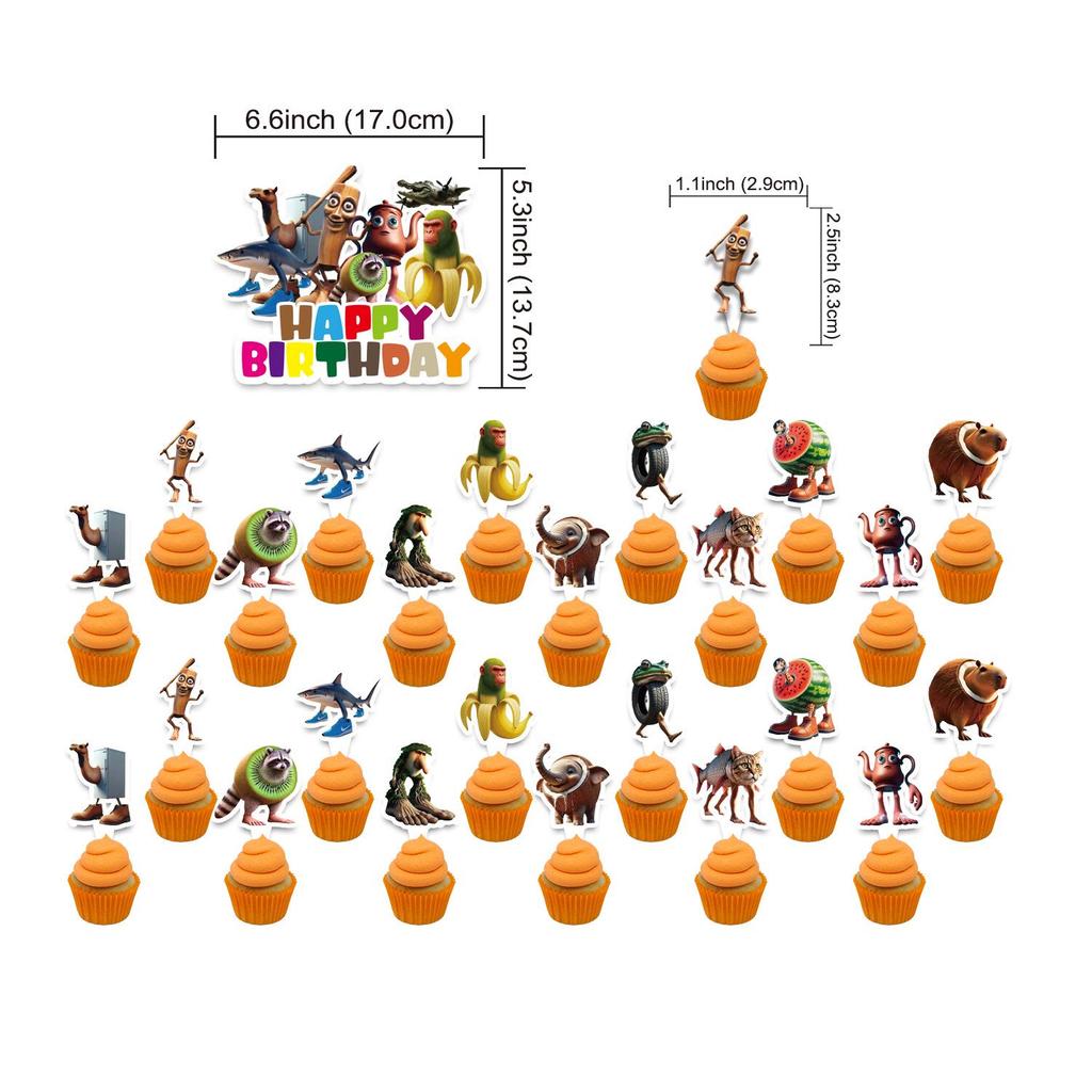 Available: Mountains and Seas Festival Scene Party Decoration Kit - Banner, Balloons, Pull Flags, Cake Toppers.