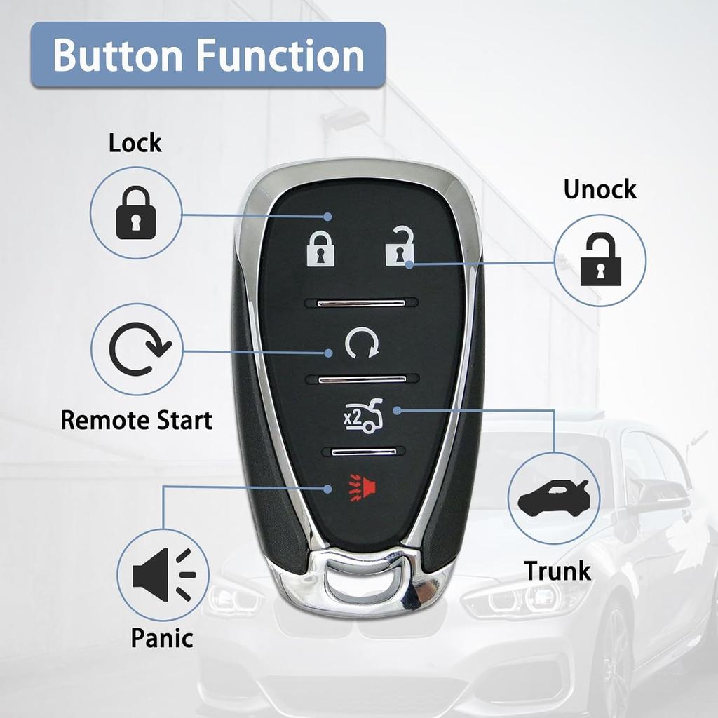 Key Fob Cover Replacement Fits for 2016-2023 Chevy Malibu Camaro/ 2016-2019 Cruze/ 2018-2021 Equinox Traverse/ 2019-2021 Blazer Keyless Entry Key Fob