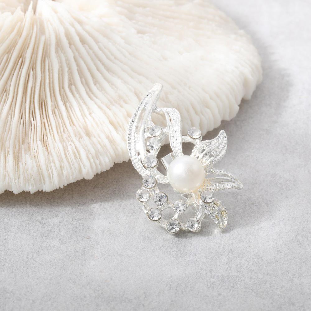 Brooch, Stylish And Elegant Pearl Rhinestone Floral Brooch Accessories