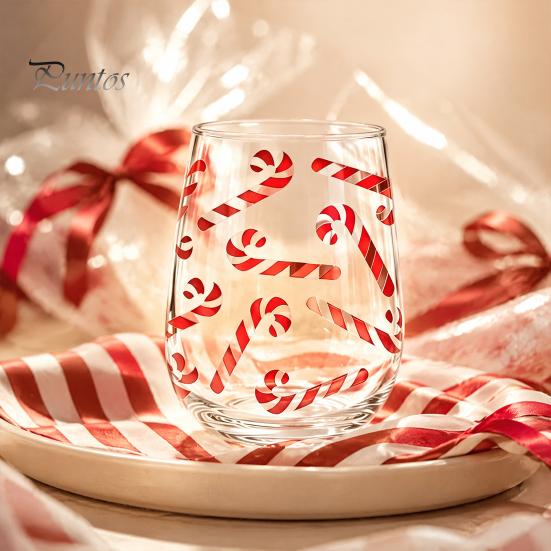 Decorative Party Drinkware Christmas Cocktails Glass, Santa Snowman Reindeer Tree Design Tumbler, 300ml Lead-free Wine Glasses Holiday for Cocktail