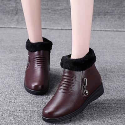 Neue Winter Damenstiefel Dickes Plüsch Damen Stiefeletten Reißverschluss Bequeme Outdoor Schneestiefel Mode Baumwollschuhe