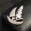 High-end Niche Micro-inlaid Zircon Silver Sailing Brooch, Smooth Sailing, Good Meaning Pin, Anti-light, the Same for Men and Women