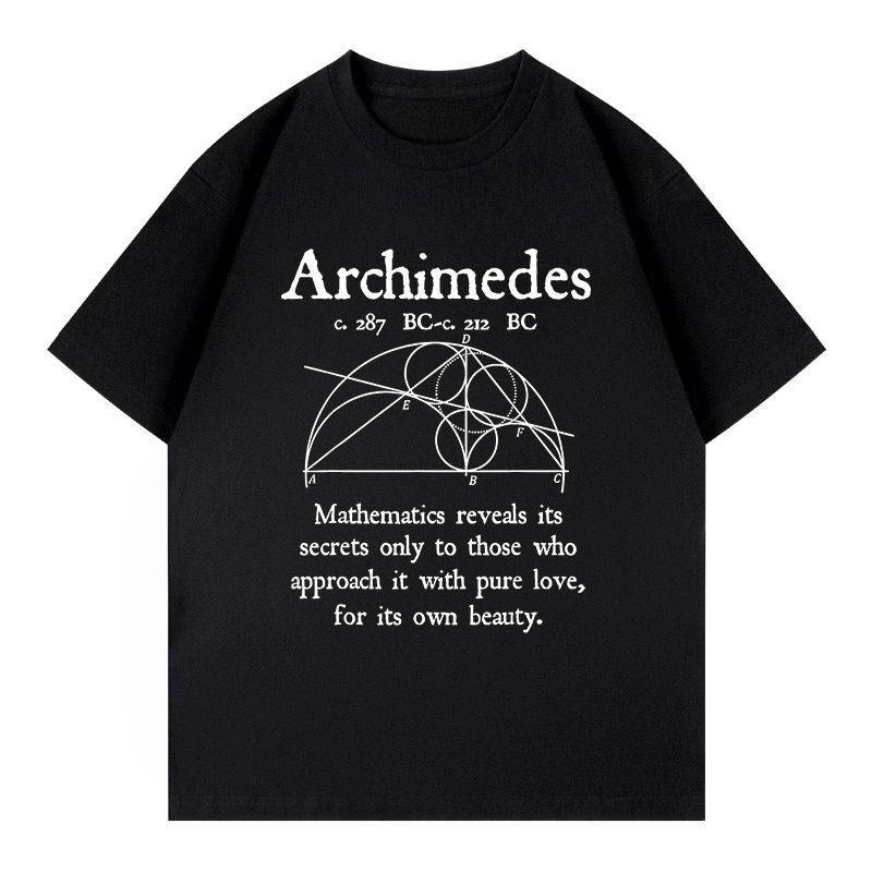 Archimedes Mathematical Geometric Formula Theorem Tshirt for Male and Female High Achiever Students Loose Cotton Short Sleeves 4XL