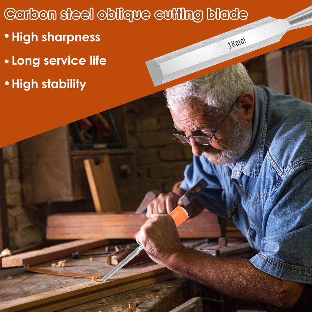 4pcs carbon steel woodworking chisel tools with beveled blades 6/12/18/24mm sturdy woodworking chisel hand tools