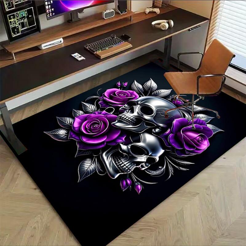1pc skull purple Carpet, Office Rug Outdoor Mat Home Decor Area Carpet Festival