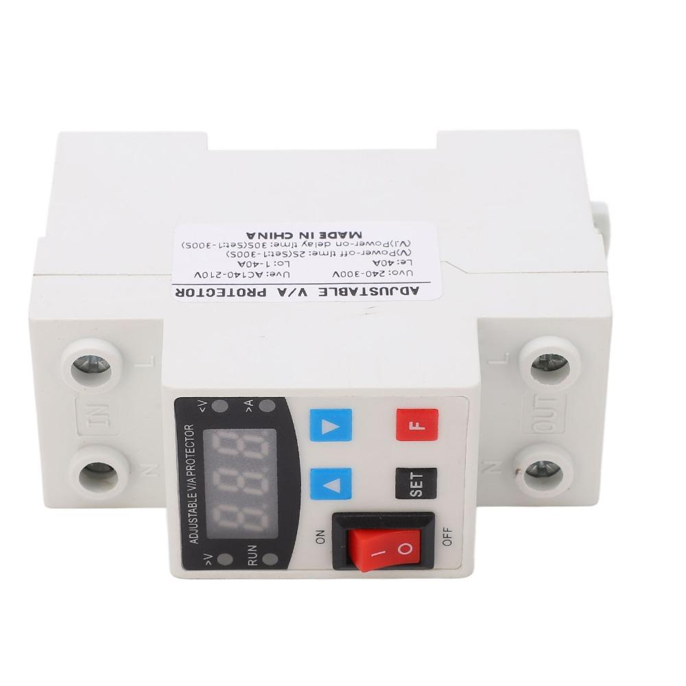 Adjustable Auto Reset Over Under Voltage Protector 240-300V 40A Digital Display Current Protector Circuit Protection