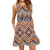Women's Fashion Beach Dress Sleeveless Round Neck Stripe Print Dress