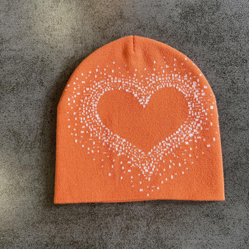 

Knitted Heart Pattern Womens Beanie With Windproof Warmth For Fall And Winter помаранчевий