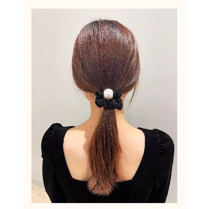 Delicate Pearl Decorated Sparkly Hair Ring for Women Formal Occasions Daily Elegant Hair Accessory