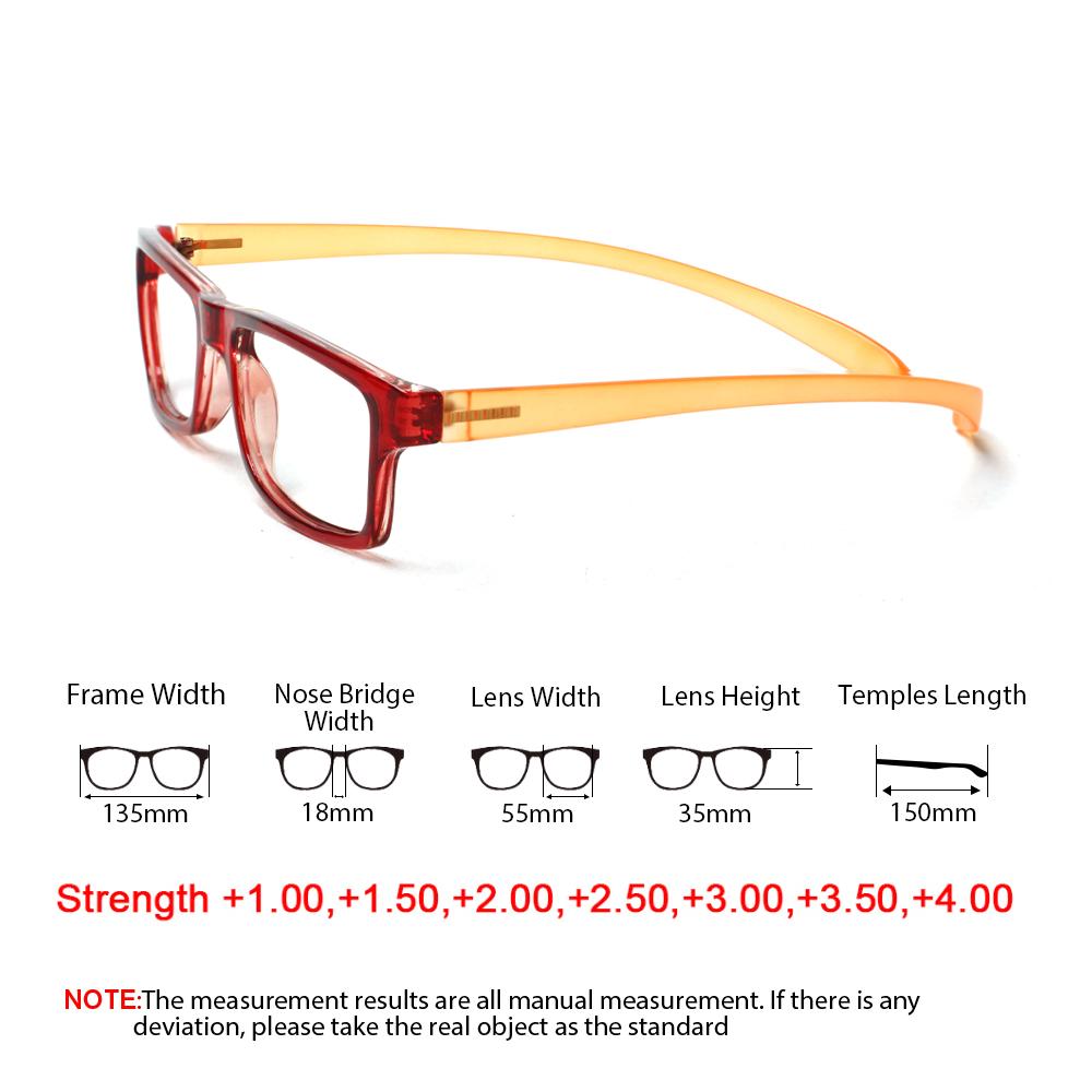 Turezing Rectangular Reading Glasses For Women Soft Temples Hanging Neck Design Comfortable Hd Clear Lens Prescription Eyewear