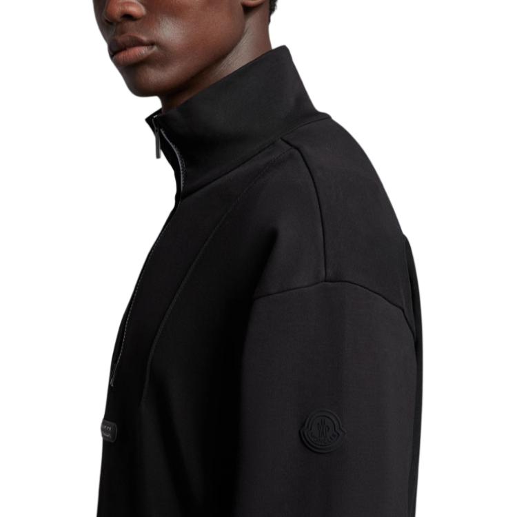 Moncler Sudadera de color liso con cuello alto para hombre, tops negros I10918G00016899W4999