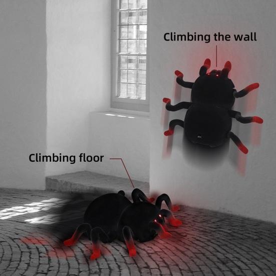 Electric Remote Control Spider Toy with LED Eyes USB Rechargeable RC Wall Crawler Spider Toddlers Wall Climbing Animal Prank Toy