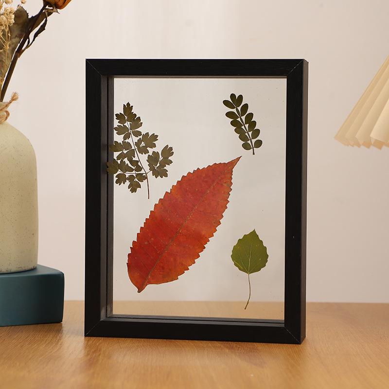 Transparent Double-Sided Glass Photo Frame for Dried Flowers and Leaves