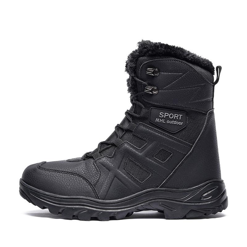 

Snow boots men s autumn and winter velvet thermal cotton boots large size mountaineering boots off-road boots men s desert cotton shoes 39 чёрный