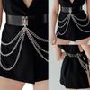 Waist Belt Chain Dancers Costume Belt for Wrap Dress Multilayer Chain Belt for Suit Skirt Jeans Body Jewelry  Black