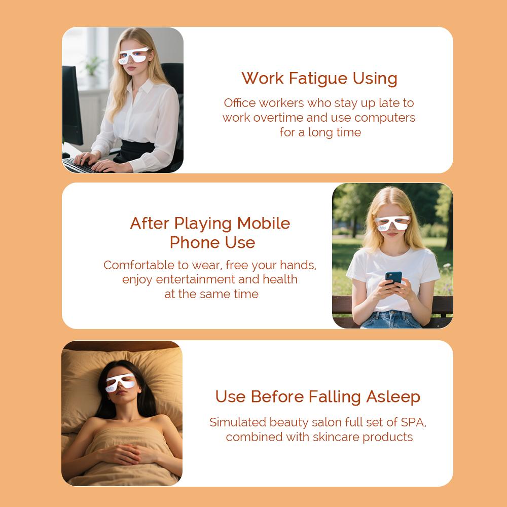 Electric Eye Massager Red Light Relieves Eye Fatigue Eyes Massage Glasses Hot Compress Eye Glasses Massager Dark Circles Remover