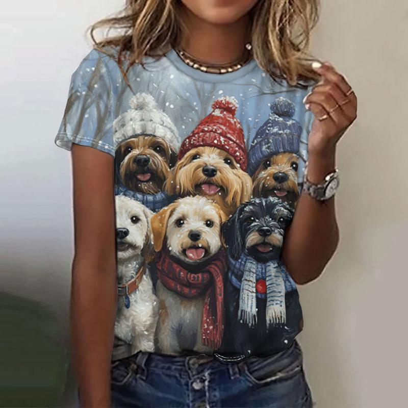 Dámské tričko Zvířecí 3D potisk Krátký rukáv Módní Ležérní Street Kulatý výstřih