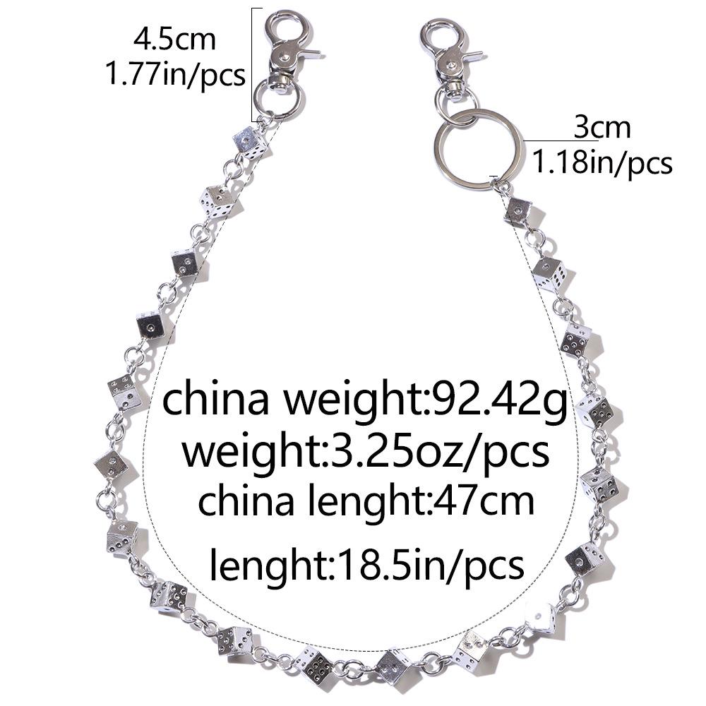 Punk Style Metal Dice Pant Chain – Versatile Hip Hop Rock Waist Accessory for Men and Women