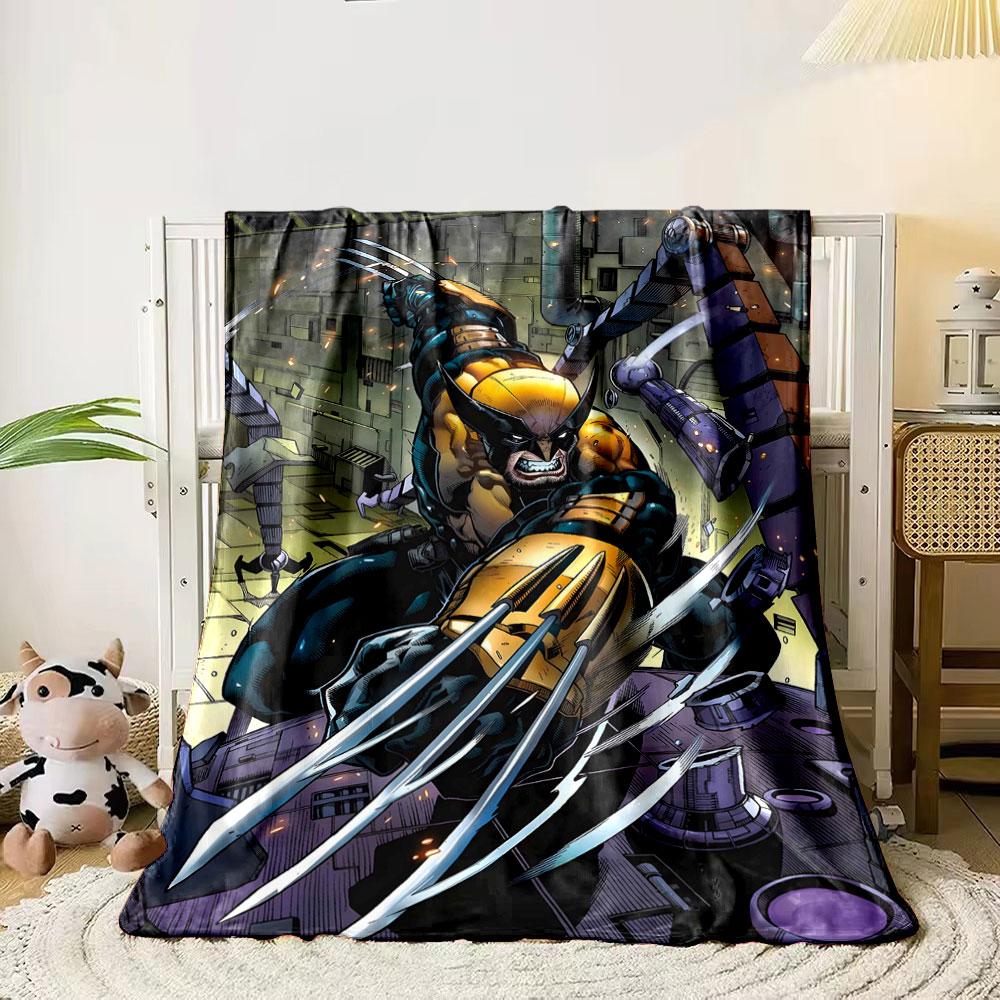 

A fierce character with clawed hands slashes through a robotic environment. for all seasons blanket lunch break throw gift 80cm x 120cm