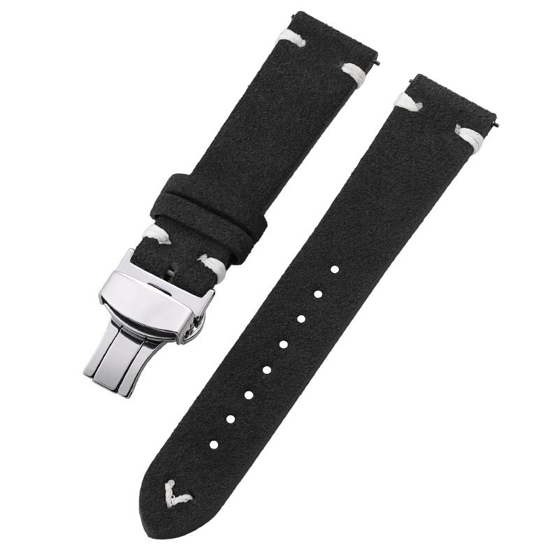 18mm 20mm 22mm Band High Quality Suede Cowhide Strap for Seiko Watchband Butterfly Buckle Wristband Vintage Bracelet Accessories