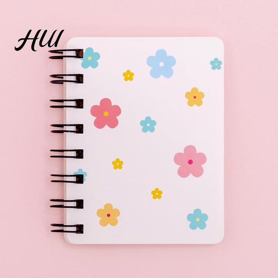 Rollover Coil Journal 2Pcs Cartoon Notebook Mini A7 Portable Spiral Memo Pad for Students Cute Flower Journaling School Travel Notepad