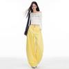 Women's American-Style Wide-Leg White Jeans: Autumn/Winter Pleated Casual Straight Floor-Length Pants