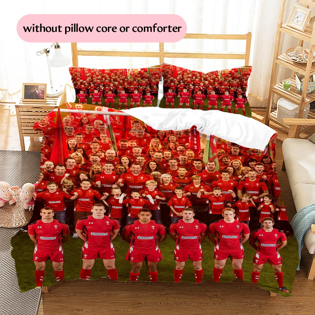 

Wales team Pattern Bedding Home Decoration Birthday Gift (1 * duvet cover + 2 * pillowcase, without core) 135x200cm