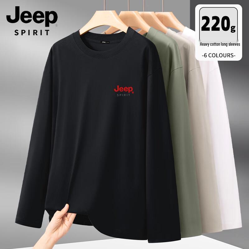 JEEP SPIRIT Men s Heavyweight Cotton Long Sleeve T-Shirt M