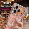iPhone 17 Pro Max Pearl Butterfly Rhinestone Phone Case with Full Lens Coverage
