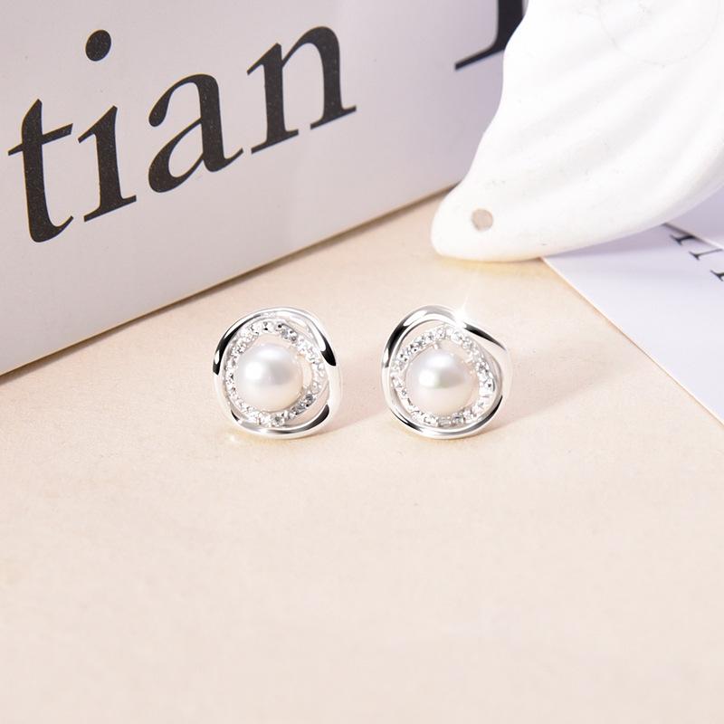 Irregular Pearl Stud Earrings for Women - 925 Sterling Silver Valentine's Day Gift